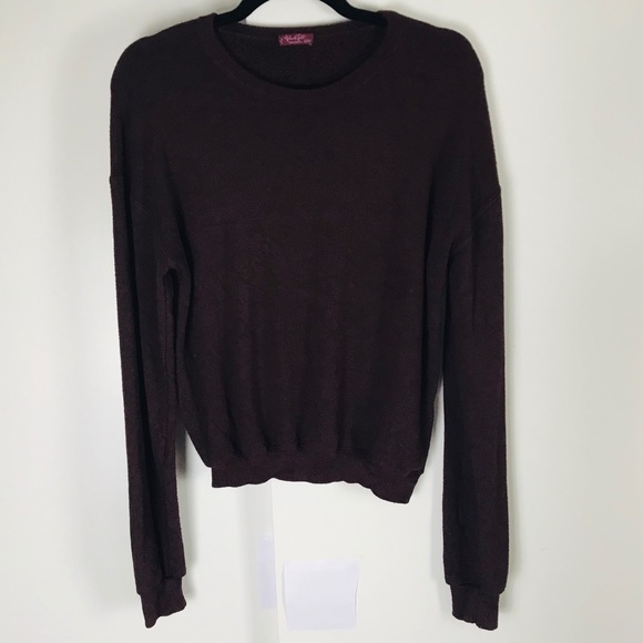 Brandy Melville Tops - John Galt Burgundy Maroon Boxy Short Sweatshirt OS